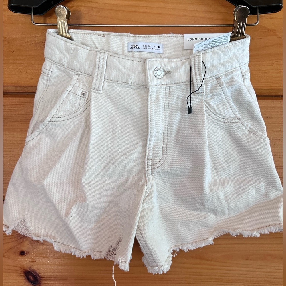ZARA Ivory Denim Long Shirts W Adjustable Waist 10Y